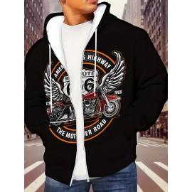 [Men's Motorcycle Hoodie] Black Men's Motorcycle Graphic Hoodie - 