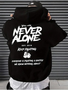 Men's Motivational Hoodie, Red Comfortable Streetwear Sweatshirt, 