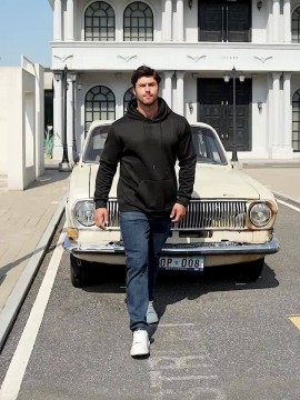 Men's Motivational Hoodie, Red Comfortable Streetwear Sweatshirt, 