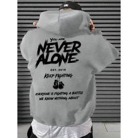 Men's Motivational Hoodie, Red Comfortable Streetwear Sweatshirt, 