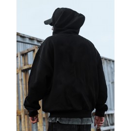 Men'S Oversized Hooded Sweatshirt with Paris Graphic Print & Kangaroo Pocket - Casual Streetwear Pullover, Drawstring Hood, Soft Comfortable Fabric, Round Neck Long Sleeve for Daily Wear, Outdoor Activities & Sports Style - Grey with Orange Lettering (No Belt, Regular Fit), Sudadera De Hombre, Hoodie For Men, Men Hoodie