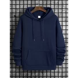 [Pullover for Casual Attire] Thick Warm Solid Color Hooded Sweatshirt | Casual Loose Fit Sweater with Front Pocket, Machine Washable for Fall Winter (Solid Color Options)