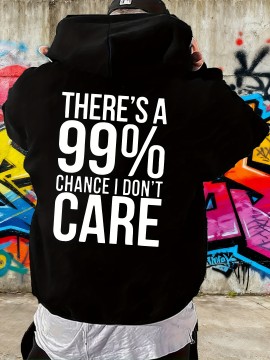 Men'S Funny Sarcastic Text Print Hooded Sweatshirt - 