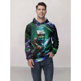 Men's 3D funny young and fashionable atmosphere digital print pullover hooded sweatshirt, spring, autumn and winter sports sweatshirt, comfortable and warm, natural inspiration and rich printing quality, machine-washable fabrics, Streetwear Fashion