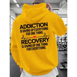 Men'S Hoodie - Back Printed Addiction Recovery Message Hooded Sweatshirt - Dark Grey/Black Graphic Pullover - Long Sleeve Winter Hoodie for Everyday & Formal Wear - Ideal Addiction Support Gift for Men, Casual Streetwear, Comfortable Fit, Durable Fabric, Streetwear Fashion, Trendy Design, Soft Material, Hooded Sweater, Men'S Fashion