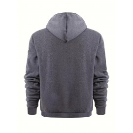 [Men's Zip-Up Hoodie Jacket] Men's Zip-Up Hoodie Jacket with Full-Zip Closure - Dark Grey/Black Athletic Outerwear, Arm Pockets - Lightweight Gym, Casual & Everyday Coat for Workouts, Outings - Spring/Fall Layering Essential, Workout Clothing, Sporty Design, Comfortable Fit, Zipfront Sweatshirt, Fitness Enthusiasts