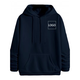 Men's Custom Photo/Text Hooded Sweatshirt - Personalized Logo & Photo Printing, Casual Loose Fit Pullover with Your Own Design, Machine Washable for Casual Attire, Events, Team Uniforms & Promotional Branding