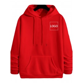 Men's Custom Photo/Text Hooded Sweatshirt - Personalized Logo & Photo Printing, Casual Loose Fit Pullover with Your Own Design, Machine Washable for Casual Attire, Events, Team Uniforms & Promotional Branding