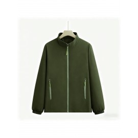 Men'S Heavy-Duty Hooded Jacket - Full-Zip Outdoor Coat with Full-Zip Front Closure, Stand Collar & Zippered Pockets - Windproof & High Quality Winter Jacket for Hiking, Running, Camping, Casual Attire - Thermal Insulated Winter Coat for Men - Ideal