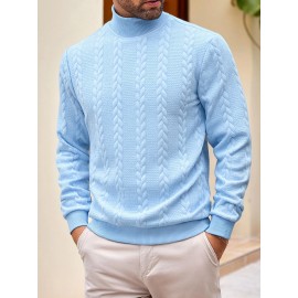 Men's Winter Warm Solid Color Turtleneck Sweater - High Neck Ribbed Pullover, Casual Winter Sweaters for Cold Weather, Versatile Layering Piece for Smart-Casual & Office Wear (Hand Washable)