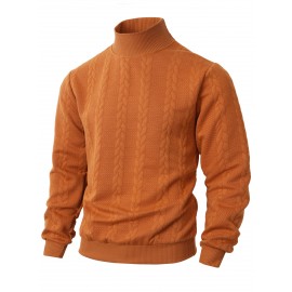 Men's Winter Warm Solid Color Turtleneck Sweater - High Neck Ribbed Pullover, Casual Winter Sweaters for Cold Weather, Versatile Layering Piece for Smart-Casual & Office Wear (Hand Washable)
