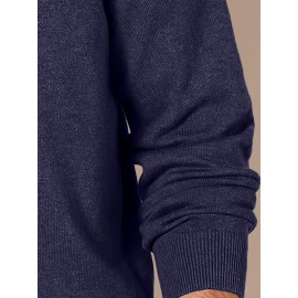 Men's Solid Color Knit Sweater - Thick Warm Winter Pullover with & Long Sleeves, Loose Fit Casual Sweater in Dark Brown/Gray/Navy/Black - Cozy Fall & Winter Sweater for Everyday & Formal Wear, Hand Wash or Dry Clean, Stretchy Knit Fabric, Relaxed Fit for Layering, Suitable for Autumn and Winter Seasons, Sweaters For Men Winter, Knitted Sweater Men, Winter Clothes For Men, Mens Knitted Sweater, Sweater For Men, Sweaters For Men