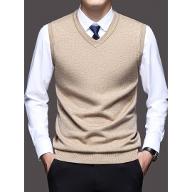 Men'S Solid Color Sleeveless Vest - Classic V-Neck, Regular Fit, Spring/Fall Essential for Casual & Formal Outfits, Versatile Layering Piece, Casual Attire, |classic Vest|sleeveless Design, Men Vest