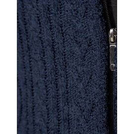 Men's Business Cable-Knit Sweater Jacket with Stand-Up Collar - Machine Washable Gray Winter Office Sweater Coat, Long Sleeve Casual to Meeting Wear, Gym Compatible for Professional & Everyday Use - Solid Color Mature Style