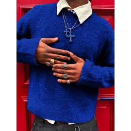 Unisex Casual Knit Sweater | Crew Neck, Long Sleeve, Loose Fit, Solid Color, Rib-Knit, Pullover Style, Suitable for Fall/Winter - ANDREILEE