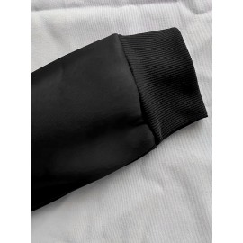 Men's Thick Fleece-Lined Winter Knit Sweater - Red with White Asian Calligraphy Print, Loose Fit Round Neck Casual Pullover, Machine Washable, Knit Sweater, Cozy Warm Clothing, Soft Texture Apparel