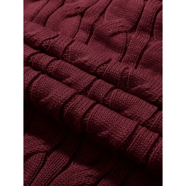 Men'S Lapel Pullover Cable Knit Long Sleeve Warm Sweater