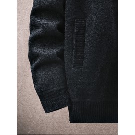 Men'S Thick Warm Winter Jacket with Plush - Geometric Pattern Full-Zip Casual Coat, Stand Collar & Long Sleeve, Grey/Navy, Versatile Outerwear for Everyday & Semi-Formal Occasions, Durable & Comfortable Cold-Weather Coat