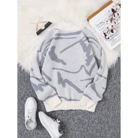 Men's Soft Beige & Brown Geometric Pattern Sweater - Casual Round Neck Long Sleeve Knit Pullover, Warm Winter & Spring/Fall Layering, Comfortable Beige & Brown Color Block Sweater for Men, Versatile Everyday & Formal Outfits, Hand Washable Knit Sweater with Modern Geometric Design, Relaxed Fit for Autumn and Spring Wear, Stylish and Cozy Knitted Top, Knit Sweater Men, Knitted Sweater Men