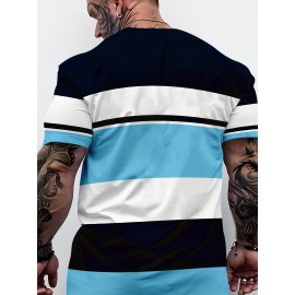 Men'S Modern T-Shirt - Lightweight Breathable Crew Neck Tee with Non-See-Through Fabric - All-Season Casual Everyday Shirt - White/Black/Teal Color Block Design - Regular Fit for Office, Parties, Outings - Easy-Care Everyday Essential, Party Outfit, Stylish Print, Durable Construction, Short Sleeve Top, Young Adults
