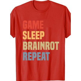 Funny Brainrot Design | For Men'S Game Sleep Brainrot Repeat Italian Brainrot Premium T-Shirt | Crew Neck, Medium Stretch Fabric, Suitable for All Seasons and Various Occasions