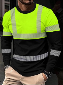 Men'S 3D Print Tropical Leaf Pattern Long Sleeve T-Shirt - Neon Green/Black/Royal Blue, Lightweight Breathable Fabric, All-Season Casual & Outdoor Sports Crew Neck Top, Bold Digital Print Design, Machine Washable Short Sleeve Shirt for Men, Graphic Tee Men, Men Graphic Tee, Men' T Shirt, Men Graphic T Shirt, Designer T Shirt Men, Graphic T Shirt Men, Men T Shirt For Men, Long Sleeve Shirt For Men, Tee Shirt For Men, Men T-shirt, Men Shirt, Men Clothes, T Shirt For Men, T-shirt For