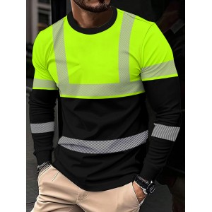 Men'S 3D Print Tropical Leaf Pattern Long Sleeve T-Shirt - Neon Green/Black/Royal Blue, Lightweight Breathable Fabric, All-Season Casual & Outdoor Sports Crew Neck Top, Bold Digital Print Design, Machine Washable Short Sleeve Shirt for Men, Graphic Tee Men, Men Graphic Tee, Men' T Shirt, Men Graphic T Shirt, Designer T Shirt Men, Graphic T Shirt Men, Men T Shirt For Men, Long Sleeve Shirt For Men, Tee Shirt For Men, Men T-shirt, Men Shirt, Men Clothes, T Shirt For Men, T-shirt For