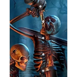 Men'S Halloween Gothic Shirt - Spooky Skeleton, Drinking Beer Party Costume - Button-Up Front - Lightweight Summer Formality - Perfect for Halloween Parties, Themed Events & Casual Attire - Funny Halloween Outfit for Men