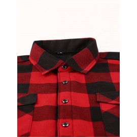 Men's Winter Warm Fleece-Lined Flannel Shirt - Thick Multi-Pocket Plaid Button- Collar Shirt, Wrinkle-Resistant Casual Office & Outdoor Wear, Cozy Long Sleeve for home (Hand Washable) - Regular Fit Fall/ Winter Clothing