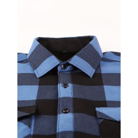 Men's Winter Warm Fleece-Lined Flannel Shirt - Thick Multi-Pocket Plaid Button- Collar Shirt, Wrinkle-Resistant Casual Office & Outdoor Wear, Cozy Long Sleeve for home (Hand Washable) - Regular Fit Fall/ Winter Clothing