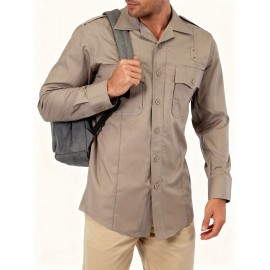 Men'S T8512KH 37-Inch Tactical Shirt - 65% /35% Blend, Ripstop Breathable Long Sleeve Button- with V-Neck & Tight-Fit Design, Outdoor Hiking & Work Shirt for Spring/Fall, Tactical & Casual Wear, Durable Stretch Fabric for Hunting, Camping