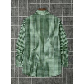 Elson OBM Men's Classic Plaid Button-Up Shirt - Long Sleeve Formal and Casual Top, Non-Stretch Fabric, Front Button Closure, Turn-Down Collar, Office, Wedding, Party Attire - Ideal Gift for Men, Office Wear, Fashion Design, Durable Construction