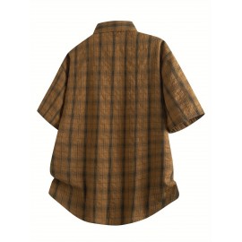 [Trendy Summer Shirt] Trendy Men's Summer Plaid Shirt | Short Sleeved Casual Loose Versatile Top Coat