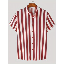 Men's Hawaiian Shirt - Black & White Striped with Orange Collar, Short Sleeve Summer Beach Shirt, Relaxed Fit Casual & Semi-Formal Outfits, Machine Washable Tropical Shirt for Men, Mismatched Pattern with Black and White Stripes, Breathable Fabric for Warm Weather, Stylish and Comfortable for Beach Outings and Casual Attire, Hawaiian Shirt Men Plus Size