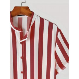 Men's Hawaiian Shirt - Black & White Striped with Orange Collar, Short Sleeve Summer Beach Shirt, Relaxed Fit Casual & Semi-Formal Outfits, Machine Washable Tropical Shirt for Men, Mismatched Pattern with Black and White Stripes, Breathable Fabric for Warm Weather, Stylish and Comfortable for Beach Outings and Casual Attire, Hawaiian Shirt Men Plus Size