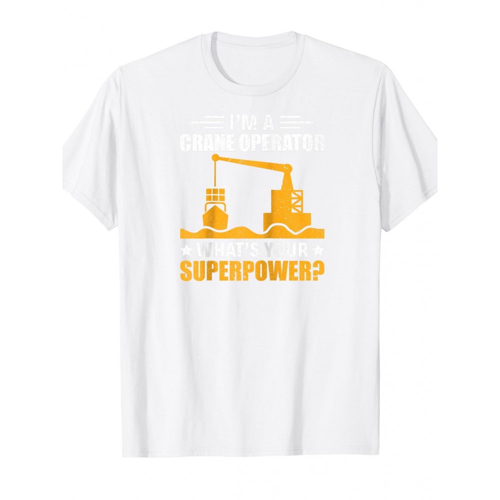 Funny Crane Operator T-Shirt - Olive Green Humor Crew Tee with Crane & Lift Pin Design, Casual Short Sleeve Raglan Shirt for Heavy Equipment Operators, Year-Round Wear