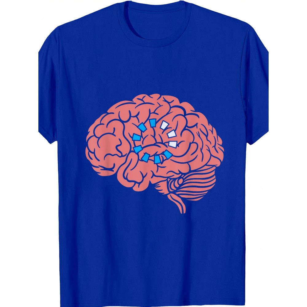 Funny Brainrot Mens T-Shirt | Crew Neck, Medium Stretch Fabric, Print Pattern, Suitable for All Seasons and Various Occasions